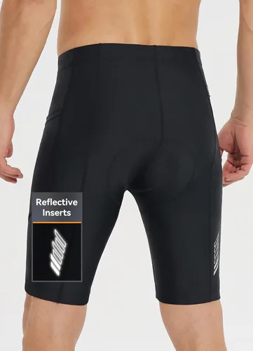 Vista 2 de BALEAF Pantalones cortos de ciclismo acolchados de licra para ciclismo de carretera MTB con bolsillos acolchados con cremallera UPF 50+