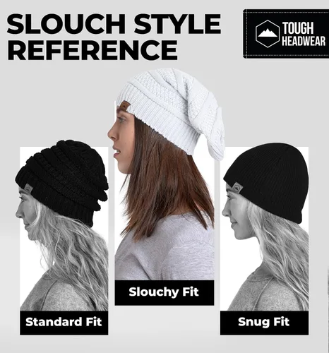Vista 12 de Slouchy Cable tejido Gorro de lana por Tough Headwear – Gorro de lana de gran tamaño Sombreros Gorros Graves Sombreros Para Hombres y Mujeres