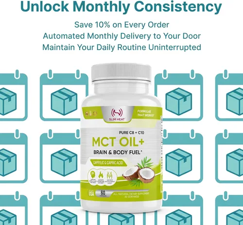 Vista 8 de Cápsulas blandas de aceite MCT – 2000 mg C8 Caprílico y C10 Capric Blend – Suplemento de grasas de coco apto para dieta cetogénica, sin ácido
