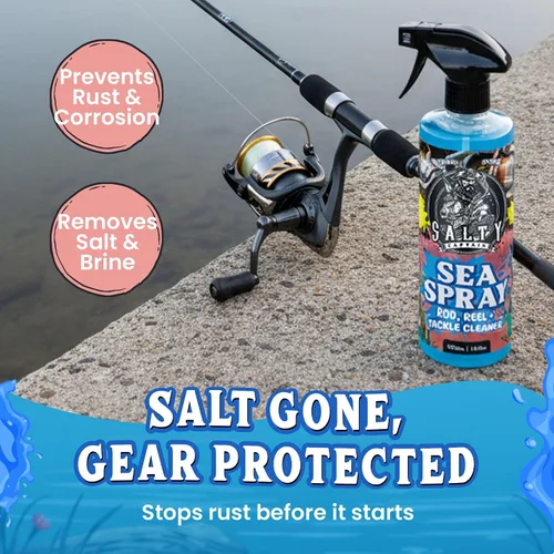 Vista 4 de Salty Captain Sea Spray – Limpiador de carretes de pesca 16.9 fl oz – Removedor de sal para cañas, carretes y aparejos – Previene el óxido