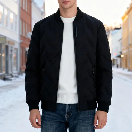 Vista 2 de Abrigo acolchado de diamante para hombre, abrigo ligero para otoño e invierno