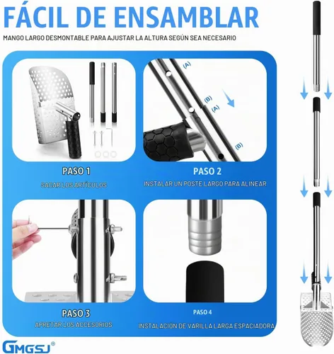 Vista 7 de Cuchara de arena para detección de metales, cuchara detector de metales de acero inoxidable con mango largo de acero, accesorios para detectores
