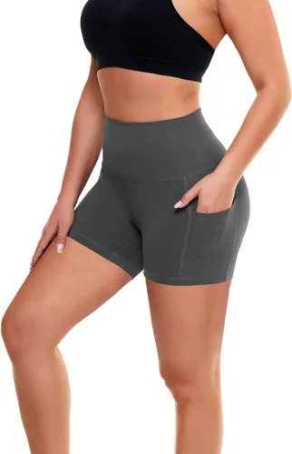 Vista 14 de Biker Shorts for Women with Pockets - 8"/5"/3" Booty Black Spandex Shorts Verde militar