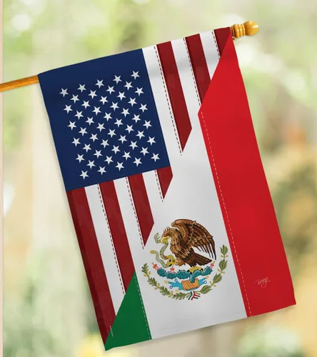 Vista 9 de Breeze Decor Bandera de la Amistad de Estados Unidos y México, Alianza Regional Americana, País Mundial, Decoración de Área Particular, Cartel