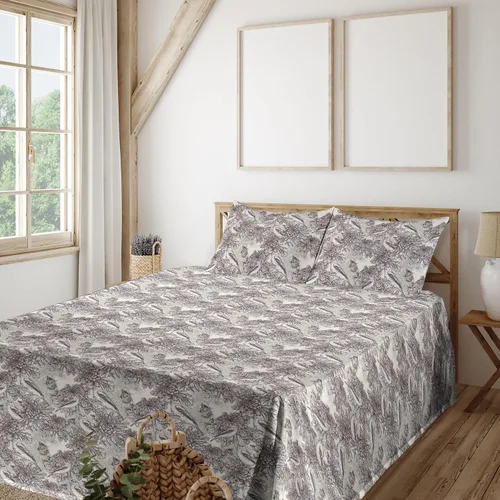 Vista 17 de Ambesonne Floral Sheet Set, Nature Themed Oversimplified Blossom Shaped Pattern Print Artwork, Fitted and Flat Sheet with Pillowcases Bedding Accent