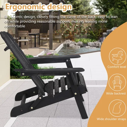 Vista 4 de PayLessHere Sillas Adirondack resistentes a la intemperie con madera de pino texturizada para patio, césped, jardín, terraza, piscina, playa, hoguera