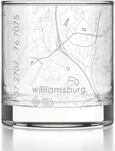 Vista 129 de Well Told Vaso de rocas grabado con mapa de Akron, Ohio, cristalería estilo antiguo (325ml, transparente) Vaso de bourbon grabado, regalos