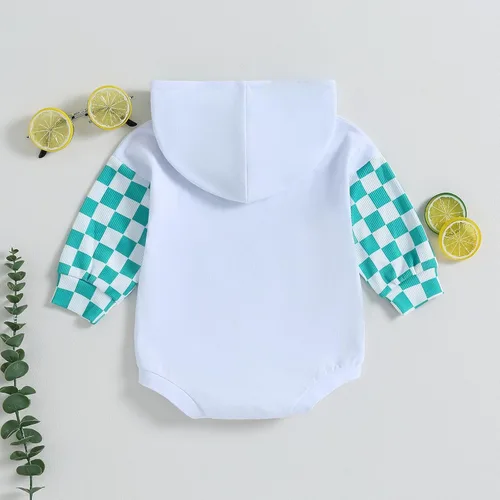 Vista 16 de Twopumpkin Sudadera con capucha a cuadros para bebé niño, mameluco de manga larga con capucha para otoño e invierno