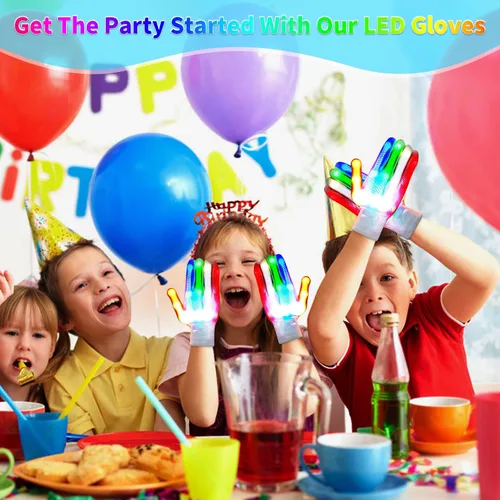 Vista 5 de GLEDLOVES Guantes LED, juguetes divertidos para adolescentes, niños y niñas de 12 a 16 años con 6 modos de flash, regalos para niños de 12, 13, 14