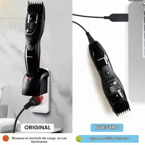 Vista 3 de Cargador de repuesto para afeitadora Panasonic ER-GB42-K, cable de carga para recortadora de barba, con cepillo de limpieza