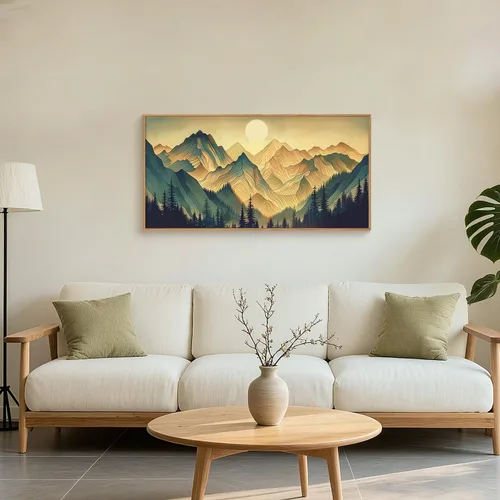Vista 64 de Celestdeco Juego de arte de pared en lienzo abstracto y neutro grande con marco naranja, moderno y minimalista para pared, diseño geométrico bohemio