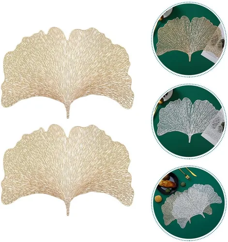 Vista 3 de HOMSFOU Juego de 4 manteles individuales de PVC antideslizantes y resistentes al calor de 17.32 x 11.81 pulgadas, para decoración del hogar