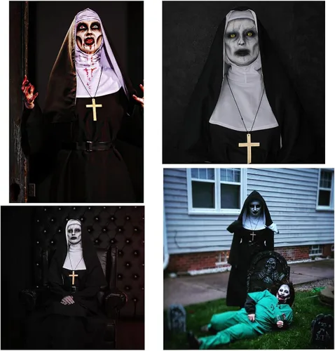 Vista 6 de The Nun - Disfraz de monja para mujer, disfraz de Halloween aterrador