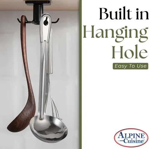 Vista 3 de Alpine Cuisine Cucharón de acero inoxidable con mango largo – Los mejores accesorios de cocina para agitar, dividir y servir cucharón – Chile