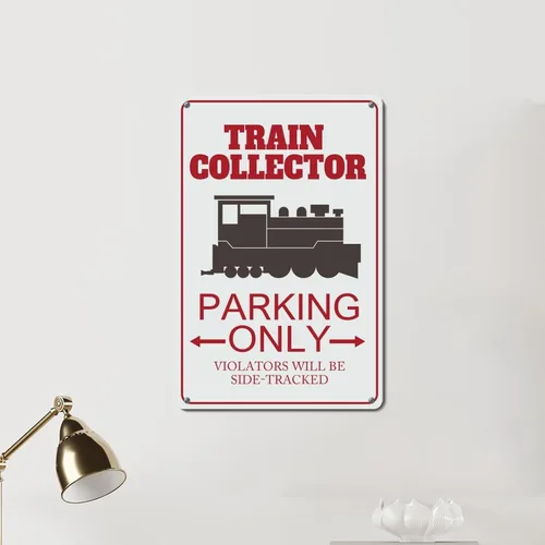 Vista 7 de Letrero de metal para coleccionista de trenes, arte de pared de metal solo para estacionamiento, decoración del hogar, tren, conductor, ferrocarril