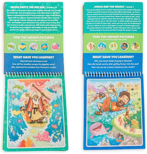Vista 5 de Paquete de 2 pinceles Aqua Antiguo Testamento #1 y Antiguo Testamento #2 con libros de actividades acuáticas, escuela bíblica, preescolar