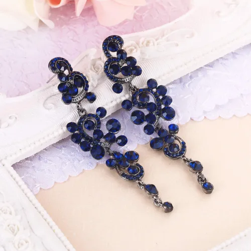 Vista 3 de BriLove Pendientes colgantes huecos de cristal bohemio para boda para mujer Cristal
