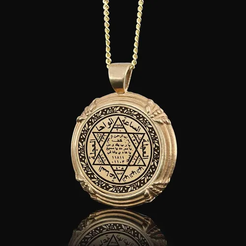 Vista 5 de Collar de sello rey Salomón, colgante de rey Salomón, sello de encanto de Salomón, amuleto personalizado, regalo para ella, colgante de talismán