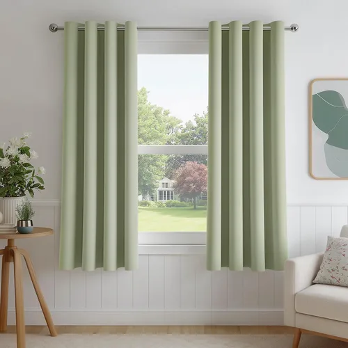 Vista 36 de FMFUNCTEX - Cortinas 100% opacas color beige de 40 x 63 pulgadas para dormitorio, 2 paneles Black out Drapes, Thermal Insulated Noise Reducing