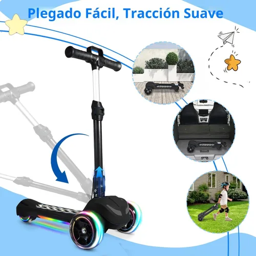 Vista 3 de Electric Scooter for Kids Ages 3-12, 3 Adjustable Heights, 5MPH Safe Speed Negro