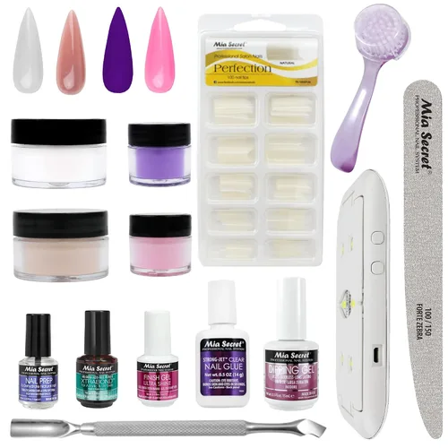 Vista 10 de Mia Secret Kit de uñas en polvo de inmersión de 14 piezas, blanco, verde claro, amarillo neón