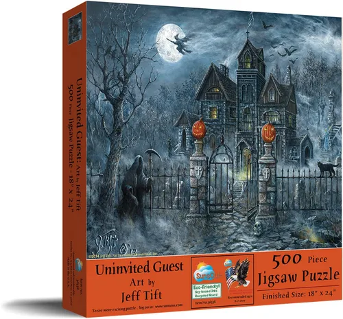 Vista 2 de Rompecabeza SunsOut de Halloween de 500 piezas, calabaza de Halloween truco o trato
