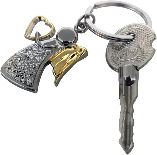 Vista 2 de Llavero conmemorativo personalizado de ángel de la guarda, plata, 2.2 * 1.3 in, plateado