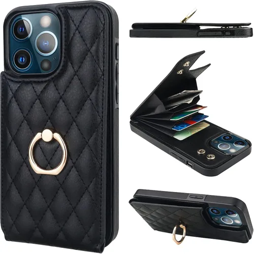 Vista 9 de Folosu Funda compatible con iPhone 13 Pro Max con soporte para tarjetas, rotación de 360°, soporte de anillo de dedo con función atril, protección