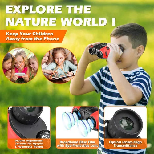 Vista 3 de Mini prismáticos compactos para niños – 8 x 21 zoom niños binoculares juguete regalo a prueba de golpes para niños 3 4 5 6 7 8 9 10 11 12 13 años