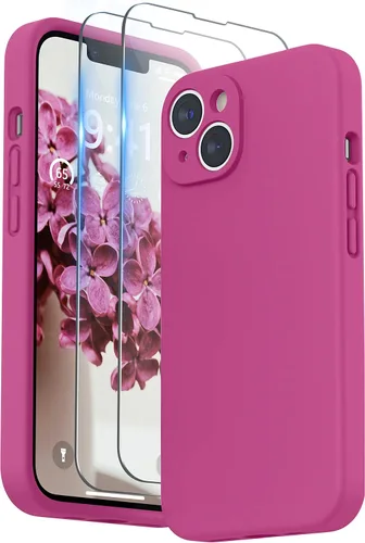 Vista 21 de SURPHY Compatible con iPhone 14 Funda con protector de pantalla (protección para la cámara y forro de microfibra suave) Funda de silicona líquida