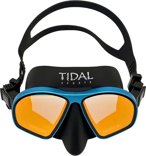 Vista 10 de Máscara Tidal Freedive - Aluma Pro con tecnología avanzada antivaho. Máscara de volumen ultra bajo para apnea, esnórquel y buceo. Lente de vidrio