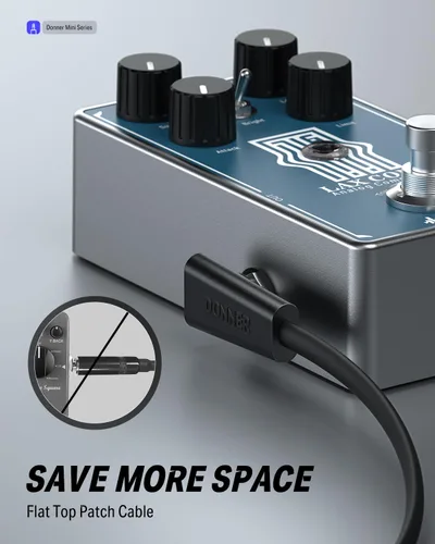 Vista 3 de Donner Cables de conexión planos para pedal de efecto de guitarra de 6 pulgadas, ahorra espacio, sonido claro de 1/4 pulgadas, TS en ángulo recto, 3