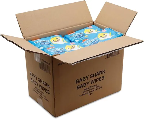 Vista 2 de Baby Shark - Toallitas para bebés de 60 unidades con aloe y vitamina E, paquete de 24