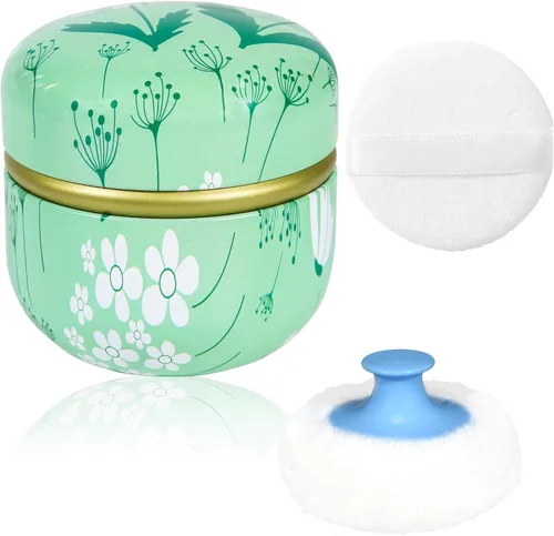 Vista 13 de Estuche de Polvo Corporal WEMEGA con Aplicador de Polvo, Contenedor de Polvo, Caja de Té para Polvo Corporal y Facial para Bebés y Mujeres, Estuche