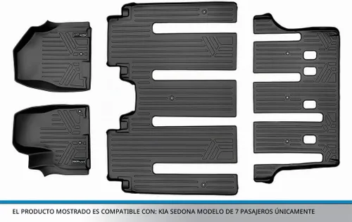 Vista 6 de SMARTLINER Juego de tapetes de piso de ajuste personalizado de 3 filas para Kia Sedona 2015-2021
