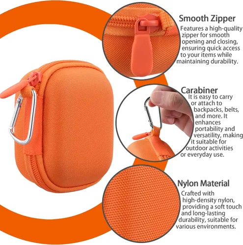 Vista 5 de co2CREA Estuche rígido para Beats Powerbeats Pro 2 con clip de mosquetón Caja Naranja Eléctrica