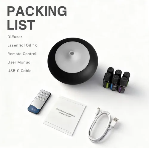 Vista 8 de Difusor de aceite esencial de gran capacidad de 550 ml con juego de 6 aceites esenciales, humidificador de aire ultrasónico para aromaterapia