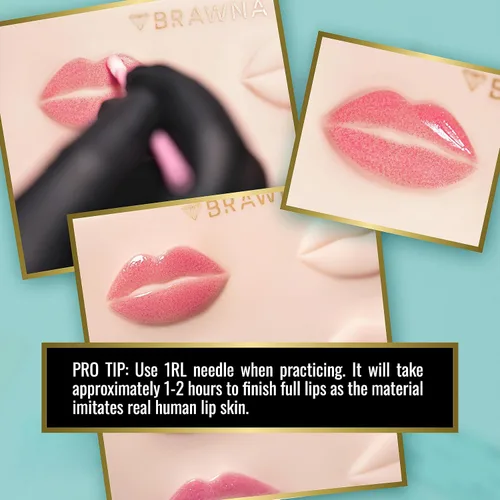 Vista 4 de BRAWNA 3D Lip PMU Practice Skin - 10 formas de labios - Piel de práctica de tatuaje de labios - Suministros PMU