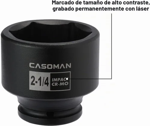 Vista 4 de CASOMAN 9 piezas 3/4" unidad de eje profundo tuerca de eje impacto enchufe set, incluye adaptador de 1/2" a 3/4", 6 puntos, CR-MO, 2-1/16" a 2-1/2