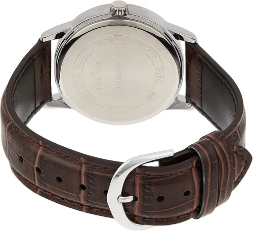 Vista 2 de Casio #MTP-V002L-7B Reloj analógico estándar de cuero para hombre, fácil de leer, fecha de día, plateado, Informal, clásico