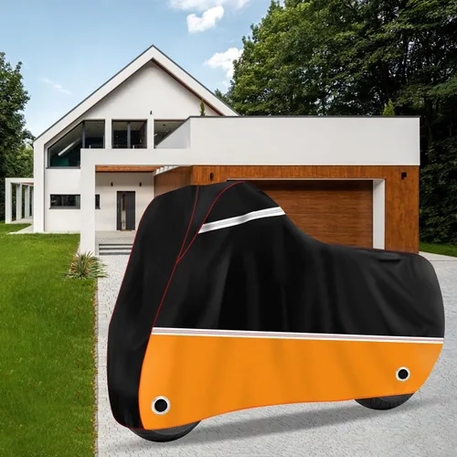 Vista 6 de Funda para motocicleta, protección impermeable para exteriores para todas las estaciones con costura en línea inclinada XXXL, se adapta hasta 116