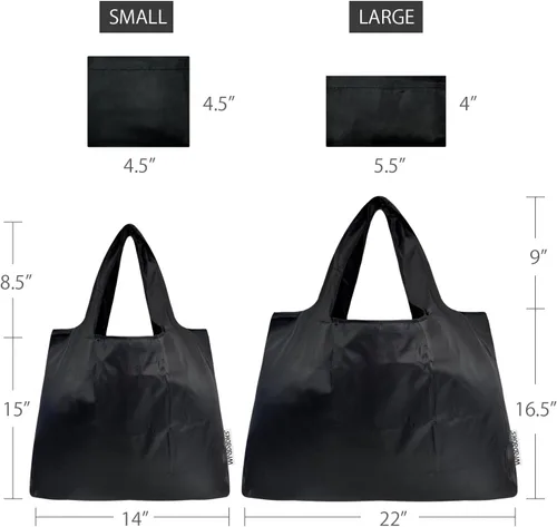 Vista 4 de allydrew Bolsas de comestibles reutilizables de nailon plegables grandes y pequeñas, juego de 2