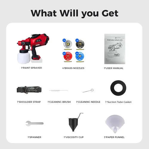 Vista 8 de Pulverizador de pintura inalámbrico compatible con Makita de batería máxima de 18 V HVLP, pistola de pintura eléctrica con luz LED, pintor