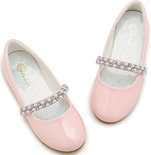 Vista 2 de Parrosoo Zapatos de vestir para niñas, zapatos Mary Jane, zapatos de ballet, zapatos de tacón bajo para niña, escuela, princesa, zapatos de boda