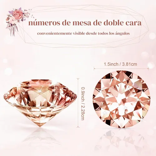 Vista 5 de MTLEE Tarjeteros de 36 piezas de diamantes para colocar tarjetas de cristal acrílico en oro rosa Como se muestra en las imágenes