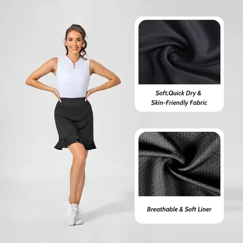 Vista 3 de M MOTEEPI Faldas de golf con volantes hasta la rodilla para mujer de 20 pulgadas con bolsillos, pantalones cortos elegantes y casuales para el verano
