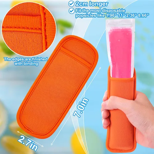 Vista 6 de AIERSA Juego de 12 soportes para paletas y fundas para paletas de hielo para niños, sin goteo, soporte de silicona para paletas con popote y fundas