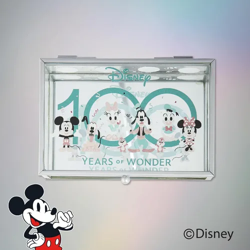 Vista 3 de Disney Joyero de 100 aniversario Con licencia oficial D100 bonita caja de joyería de cristal de celebración Celebrando 100 años de maravilla