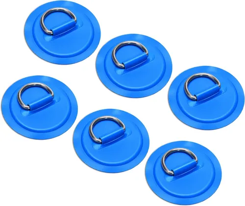 Vista 10 de TOBWOLF 6 Pack Stainless Steel D-Ring Patch for Inflatable Boat Kayak Dinghy SUP, D-Ring PVC Patch Stand-Up Paddleboard Canoe Rafting Accessories
