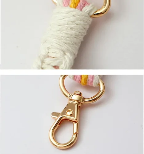 Vista 4 de WALXINK Handmade Wristlet Keychain for Women with Key Ring Macrame Lanyards for Keys Sturdy Keychain for Car Keys